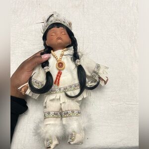 Swan Collection Porcelain Indian sleeping Baby Doll 13"